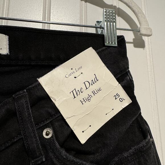 Abercrombie Fitch Curve Love High Rise Dad Jeans Crossover Waist Black NEW 25L - Picture 5 of 7